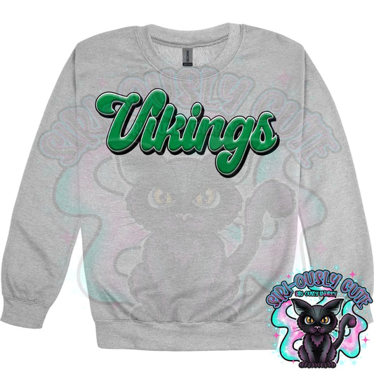 Faux 3D Puff Vikings Kelly Green Mascot