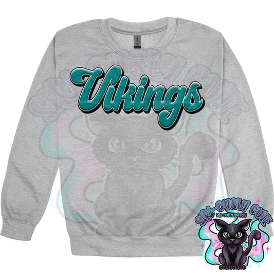 Faux 3D Puff Vikings Teal Mascot