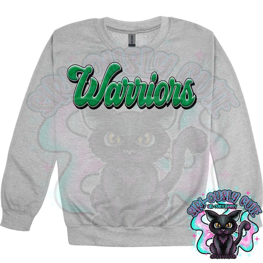 Faux 3D Puff Warriors Kelly Green Mascot