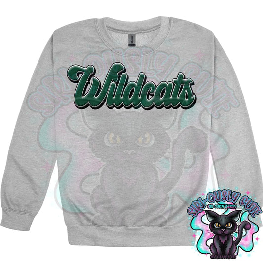 Faux 3D Puff Wildcats Dark Green Mascot