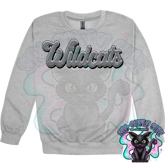 Faux 3D Puff Wildcats Gray Mascot