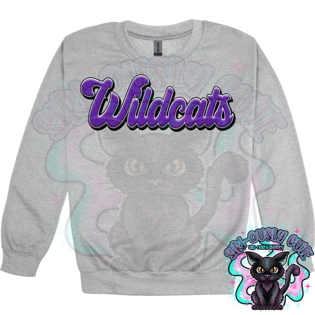 Faux 3D Puff Wildcats Purple Mascot