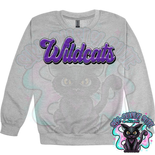 Faux 3D Puff Wildcats Purple Mascot