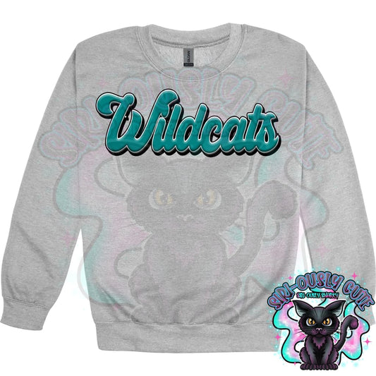 Faux 3D Puff Wildcats Teal Mascot