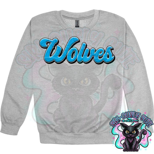 Faux 3D Puff Wolves Columbia Blue Mascot