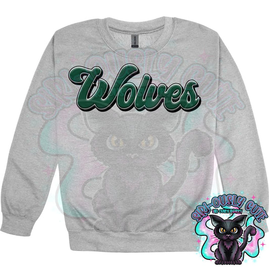 Faux 3D Puff Wolves Dark Green Mascot