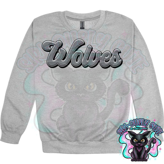 Faux 3D Puff Wolves Gray Mascot