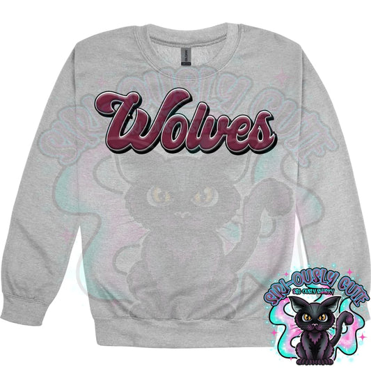 Faux 3D Puff Wolves Maroon Mascot