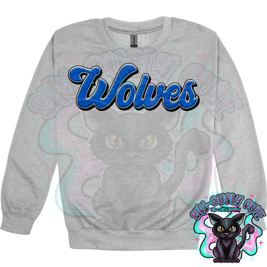 Faux 3D Puff Wolves Royal Blue Mascot