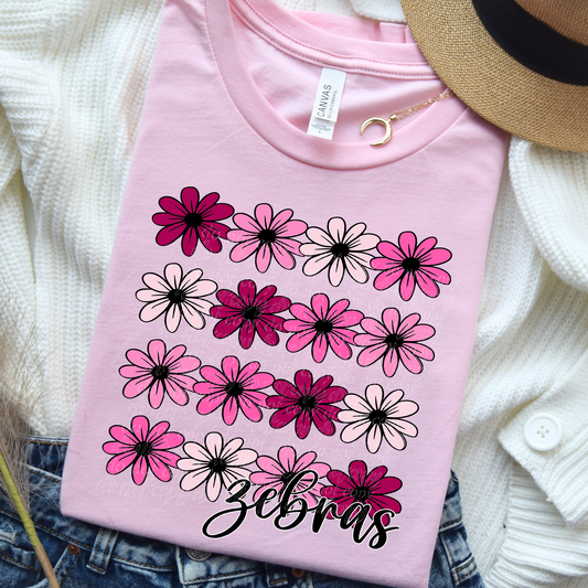 Pink and Red Floral Zebras