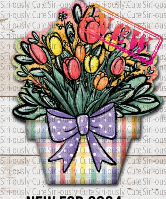 Flower Pot - Pastel Plaid Sublimation Transfer