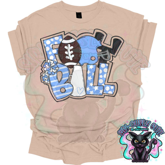 Football Word Art Columbia Blue White Mascot