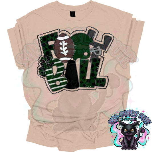 Football Word Art Dark Green Black Mascot