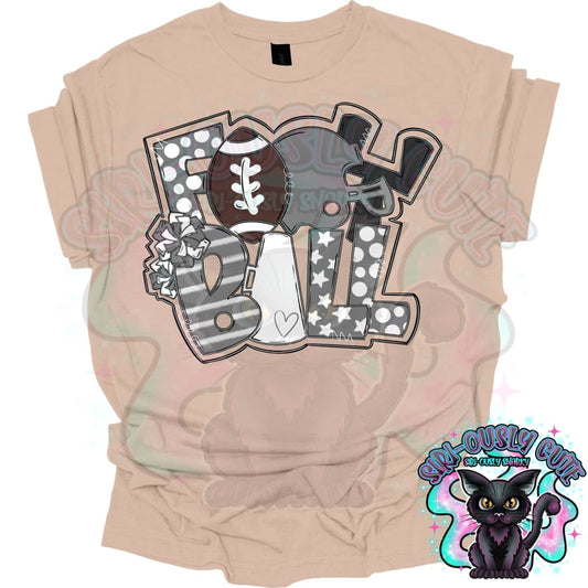 Football Word Art Gray White Mascot