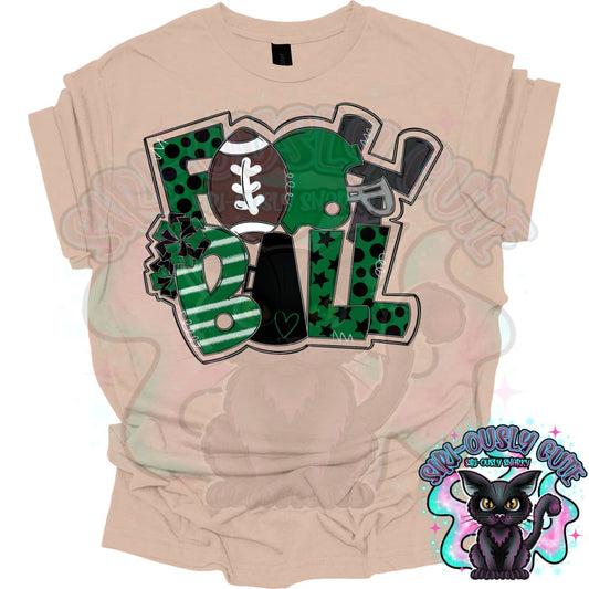 Football Word Art Kelly Green Black Mascot