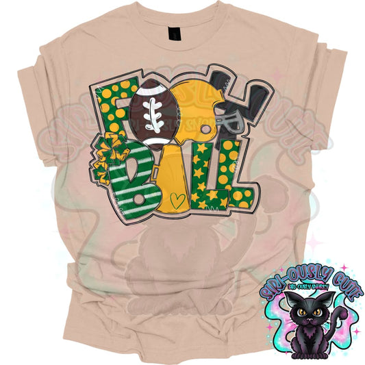 Football Word Art Kelly Green Yellow Gold Mascot