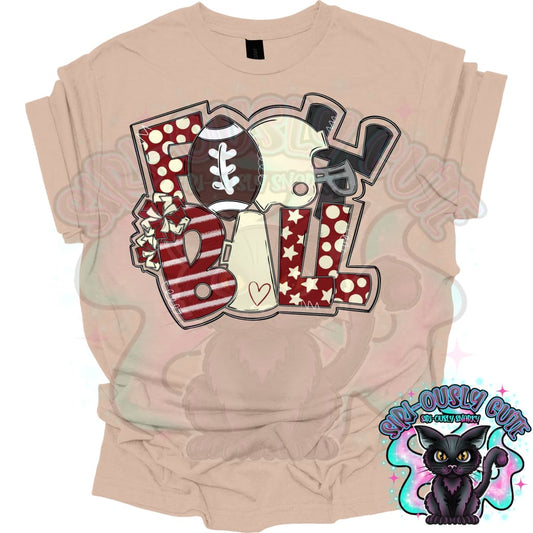 Football Word Art Maroon And Off White Mascot