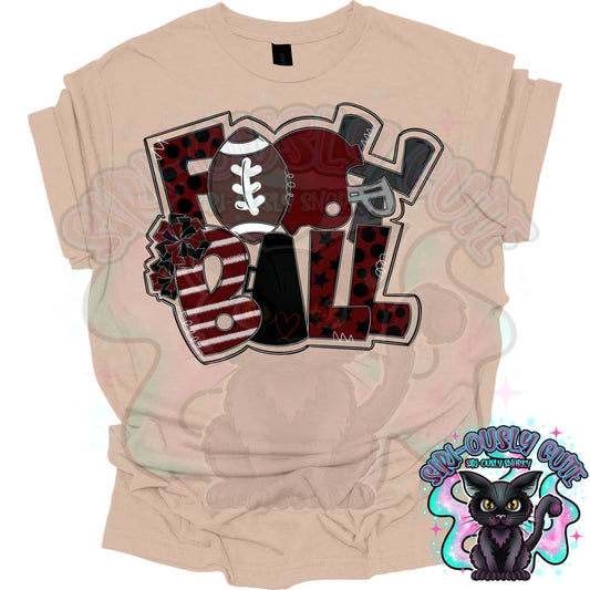 Football Word Art Maroon Black Mascot
