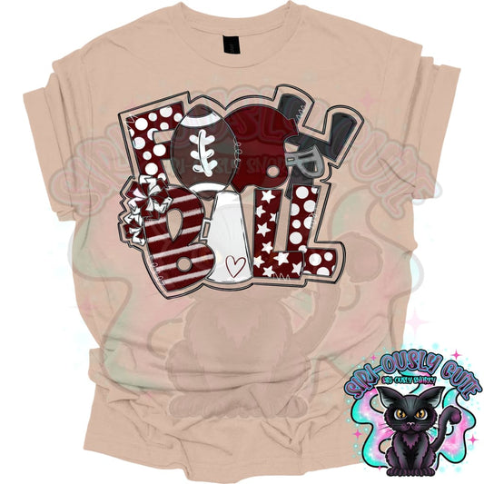 Football Word Art Maroon White Mascot