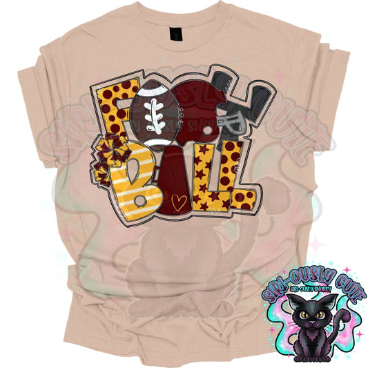 Football Word Art Maroon Yellow Gold Mascot