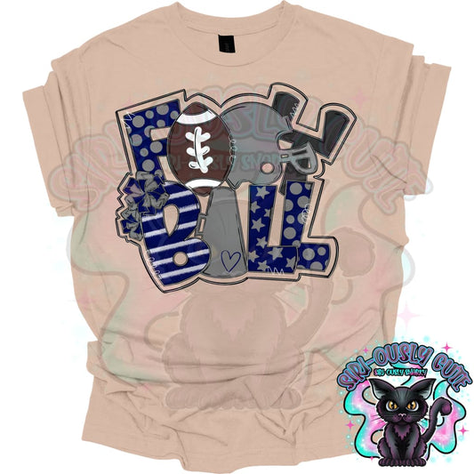 Football Word Art Navy Gray Mascot