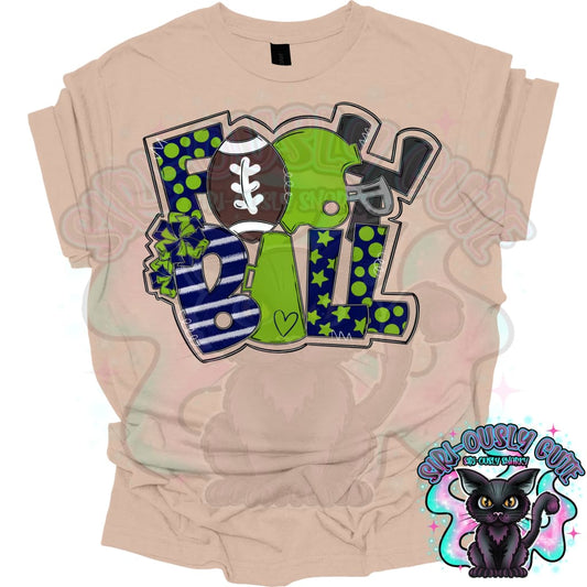 Football Word Art Navy Lime Mascot