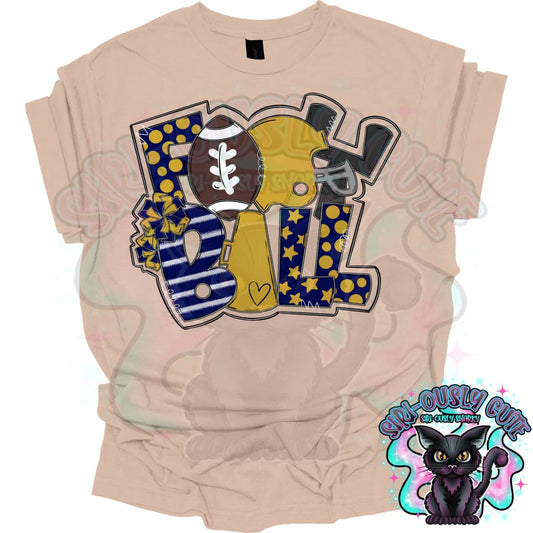 Football Word Art Navy Vegas Gold Mascot
