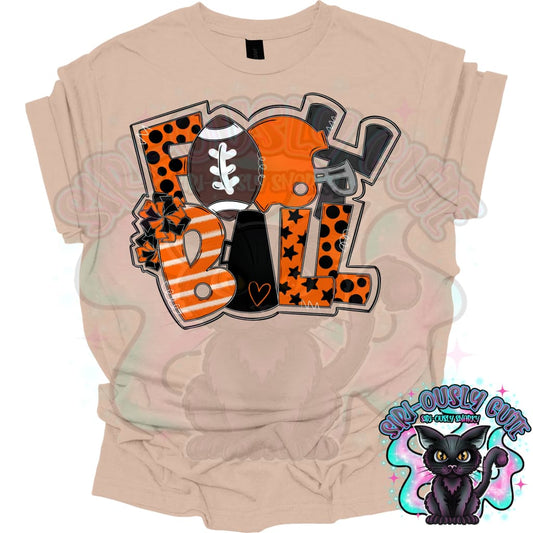 Football Word Art Orange Black Mascot