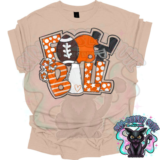 Football Word Art Orange White Mascot