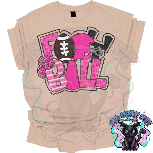 Football Word Art Pink Mascot