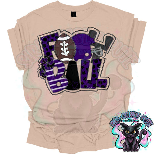 Football Word Art Purple Black Mascot