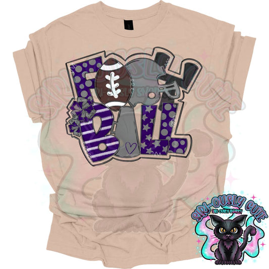Football Word Art Purple Gray Mascot