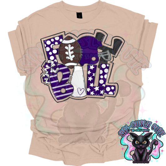 Football Word Art Purple White Mascot