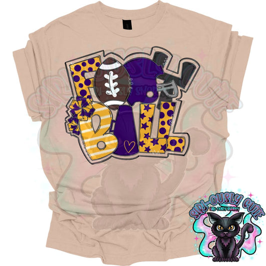 Football Word Art Purple Yellow Gold Mascot