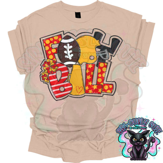 Football Word Art Red And Yellow Mascot