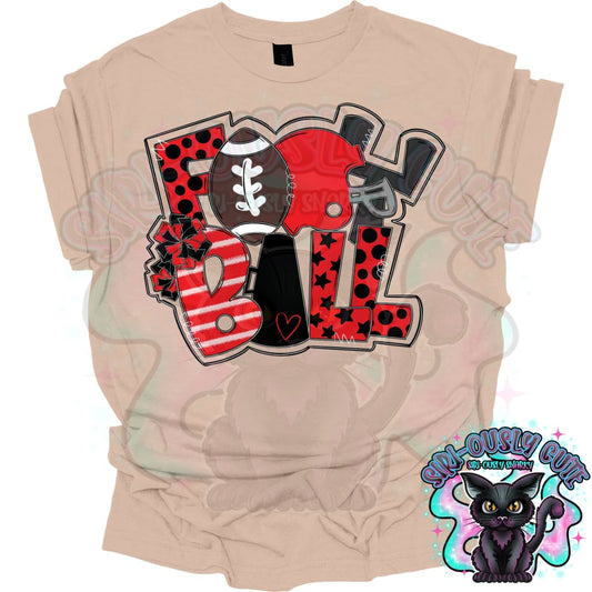 Football Word Art Red Black Mascot