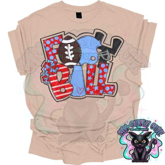 Football Word Art Red Columbia Blue Mascot