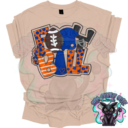 Football Word Art Royal Blue Orange Mascot