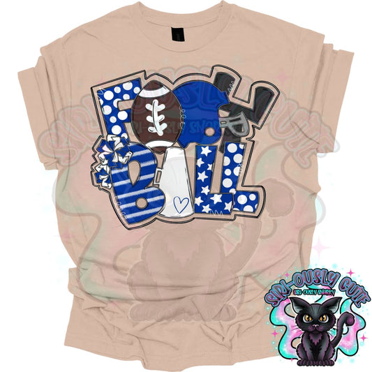 Football Word Art Royal White Mascot