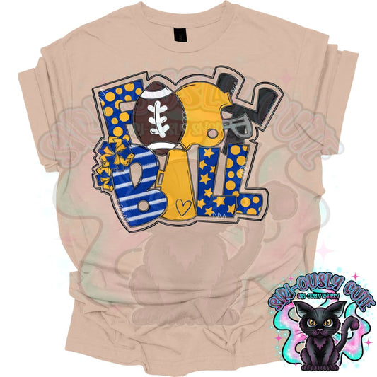 Football Word Art Royal Yellow Gold Mascot