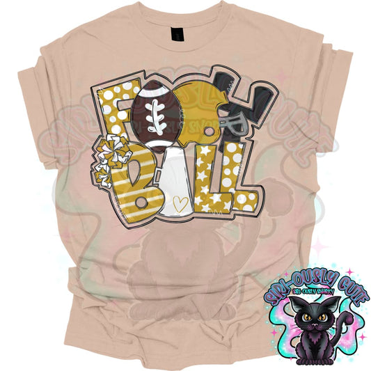 Football Word Art Vegas Gold White Mascot
