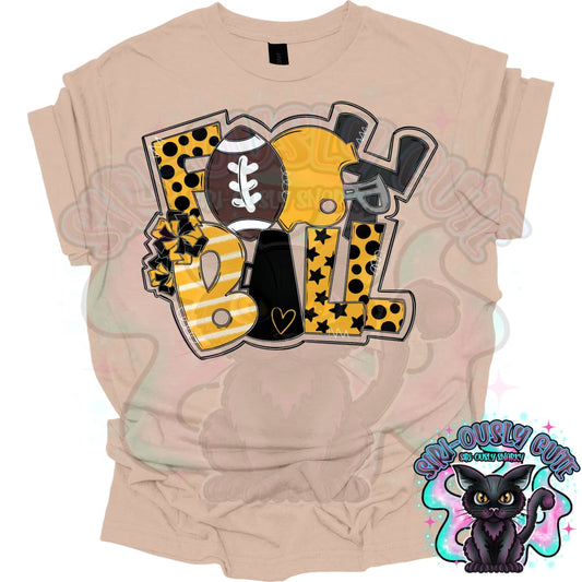 Football Word Art Yellow Gold Black Mascot