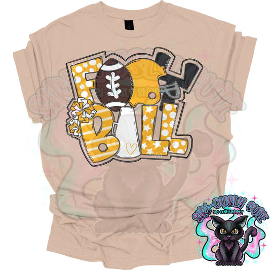 Football Word Art Yellow Gold White Mascot
