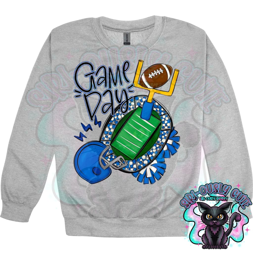 Game Day Football Field Blue Mascot