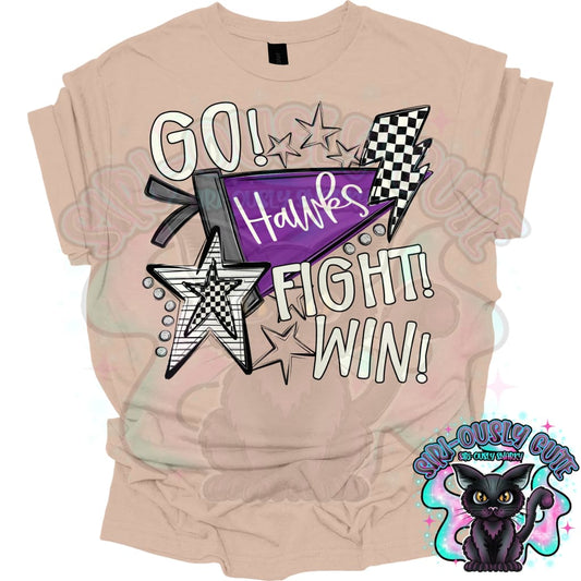Go Fit Win Pennants Hawks Purple Mascot