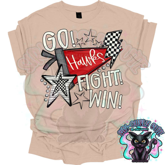 Go Fit Win Pennants Hawks Red Mascot