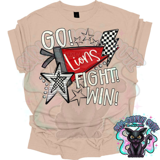 Go Fit Win Pennants Lions Red Mascot