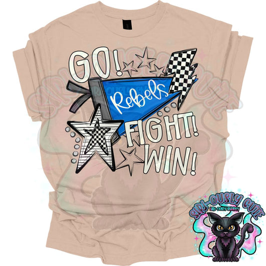 Go Fit Win Pennants Rebels Blue Mascot