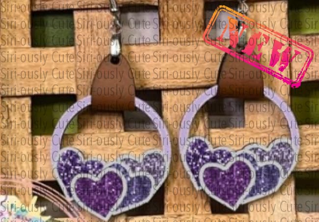 Heart Cluster With Leather - Purple Glitter Sublimation Transfer