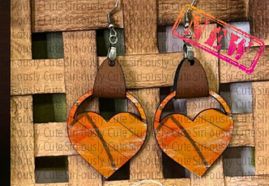 Heart With Leather Earrings - Basketball Sublimation Transfer